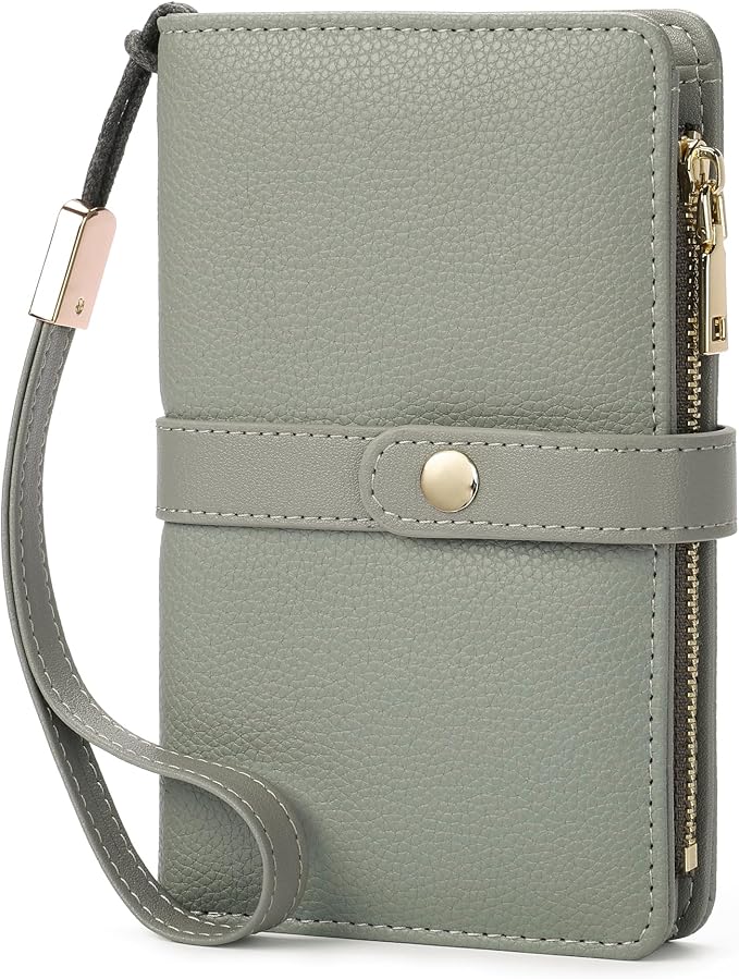 Small Wallet Women RFID Blocking Vegan Leather Slim Thin Bifold Credit Card Wallet Passport Holder Ladies Travel Wallet Mini Purse with Zipper Pocket