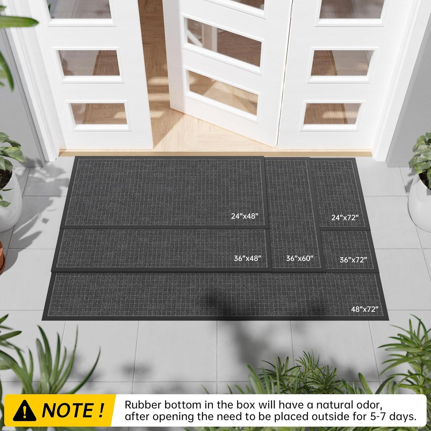 Durable Front Door Mat, 48" x 36" Heavy Duty Indoor Outdoor Doormat for Entryway, Non-Slip Rubber Backing, Stain and Fade Resistant Commercial Floor Mat for Home Office Entry