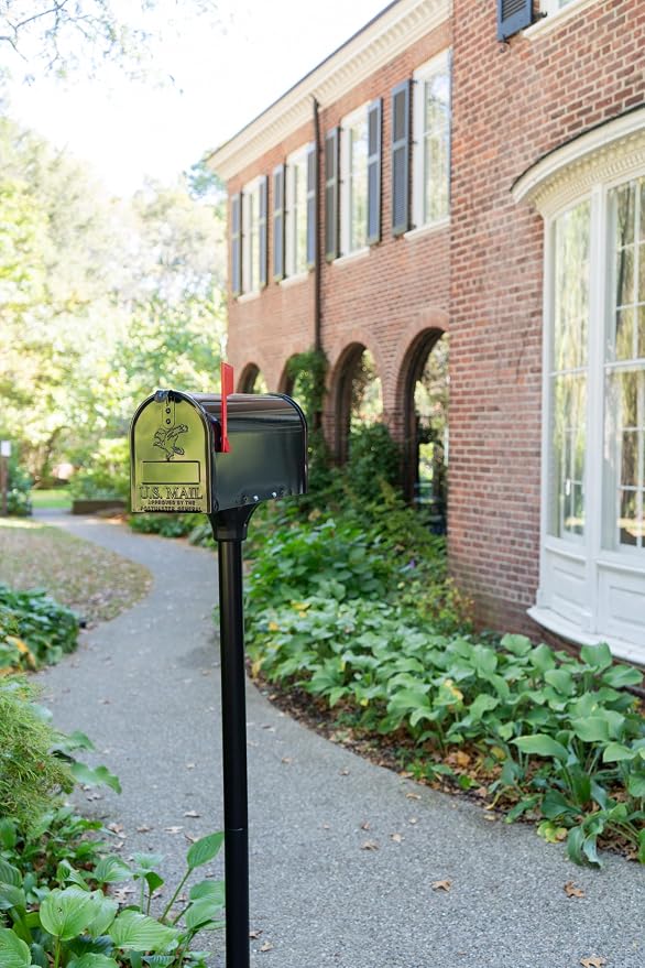 Architectural Mailboxes Coolidge Galvanized Steel Mailbox Post, Compatibility Code F, 7511B-10, Black | Heavy-duty post with weather-resistant outdoor build.