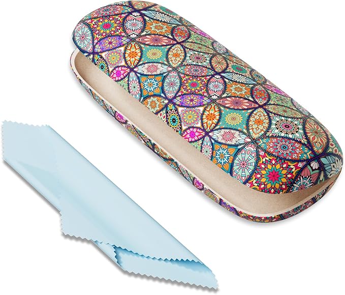 Eyeglasses Case, Portable Hard Shell Protective Case for Glasses, Eyeglass Holder Box for Women with Cleaning Cloth