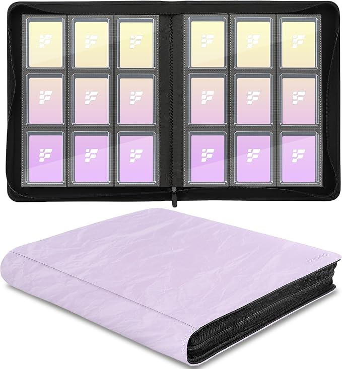 Top Loader Binder,Holds 288 Cards in 3"x4" Toploaders, Trading Card Binder 9 Pocket for TCG, MTG, YGO, Game Cards, Sports Cards(Purple)