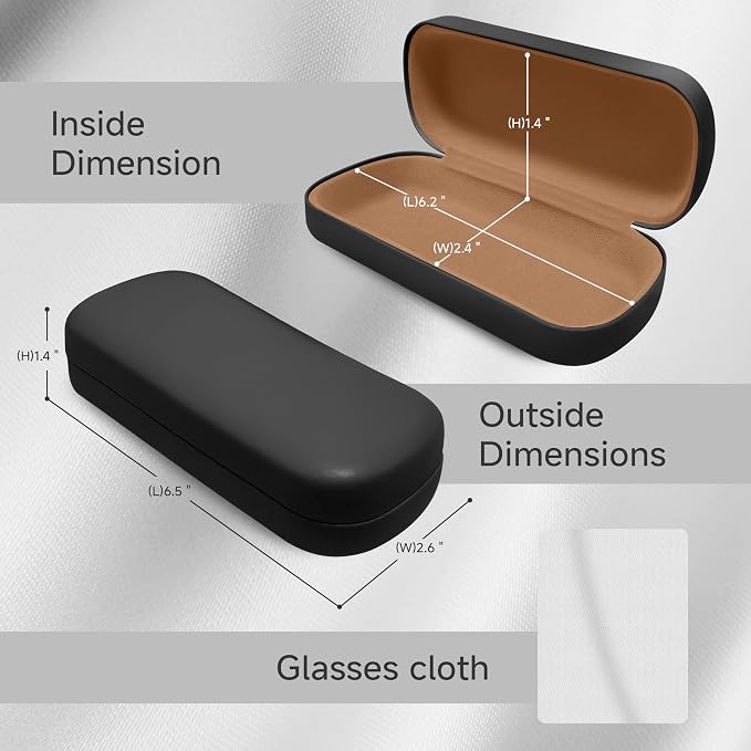 Glasses Case Large Hard Shell, PU Leather Protection for Eyeglasses Case
