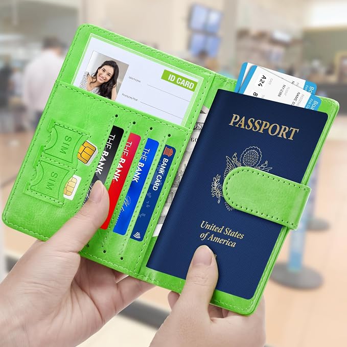 Herain Passport Holder for Travel Essentials, 2 Pcs Passport Cover Wallet Case Travel Gifts Women Men Family, RFID Passports Book Card Holders Travels Cruise Accessories Must Haves