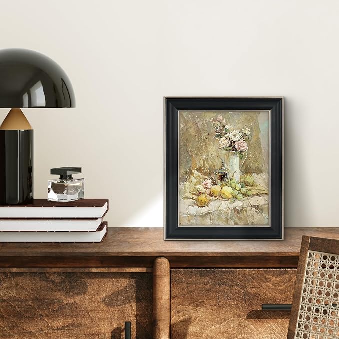 Golden State Art, 8x10 Antique Black with Silver Trim Color Frame - Easel Stand, Sawtooth Hanger - Landscape, Portrait Display - Great for Postcards, Photographs
