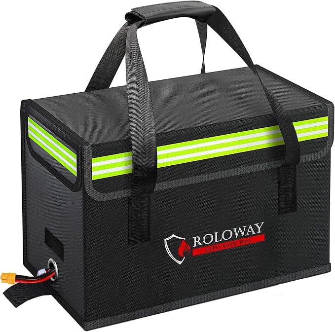 Lipo Battery Bag (15 x 8.5 x 10 inch), Large Fireproof Lipo Ebike Bag with Comfortable Handle, Reflective Strip