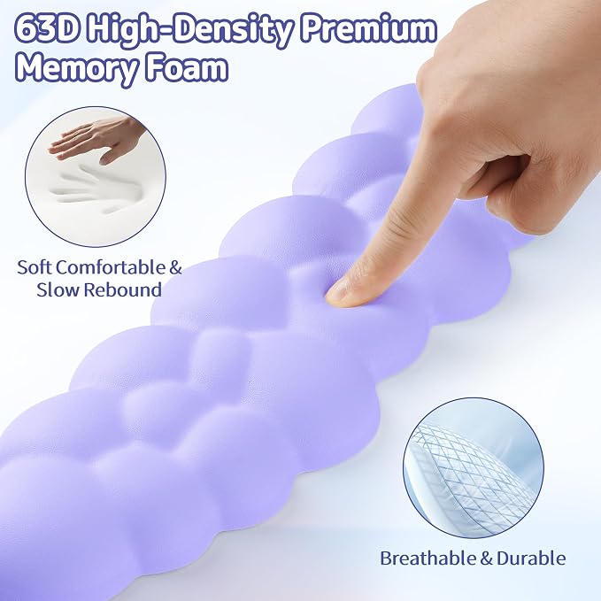 Cloud Wrist Rest Keyboard, Cloud Keyboard Wrist Pad Set with PU Leather Memory Foam, Cute Arm Rest for Palm Support, PC/Gaming Desk Accessories/Office Setup/Computer Hand Cushion - Purple