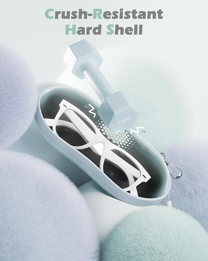 ProCase Sunglasses Case, Hard Shell Glasses Case for Men Women -Lightblue | Travel Shockproof Eyeglass Case with Metal Hanging Hook and Velvet Lining, Zipper Sport Glasses Holder Organizer for Gifts