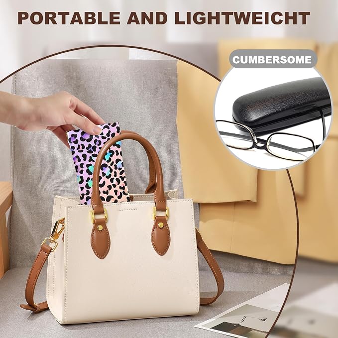 Anikathy 2Pcs Sunglass Eyeglass Glasses Case Soft PU Leather with Cleaning Cloth Cute Glasses Pouch Bag for Men Women Girs