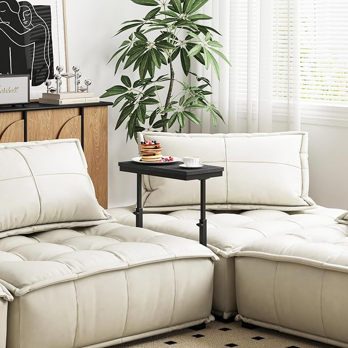 TUTOTAK End Table, Side Table, Tall Couch Table, Sofa Table | for living Room, Bedroom, Black TB01BK083