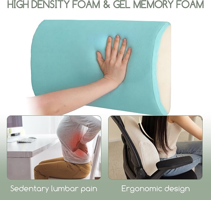 HIGOGOGO Lumbar Support Pillow for Recliner Chair/Accent Chair/Couch, Large Memory Foam Back Support Cushion for Elderly, Recliner Cushions for Back Rest, Pain Relief, Reading, Washable Cover, Beige