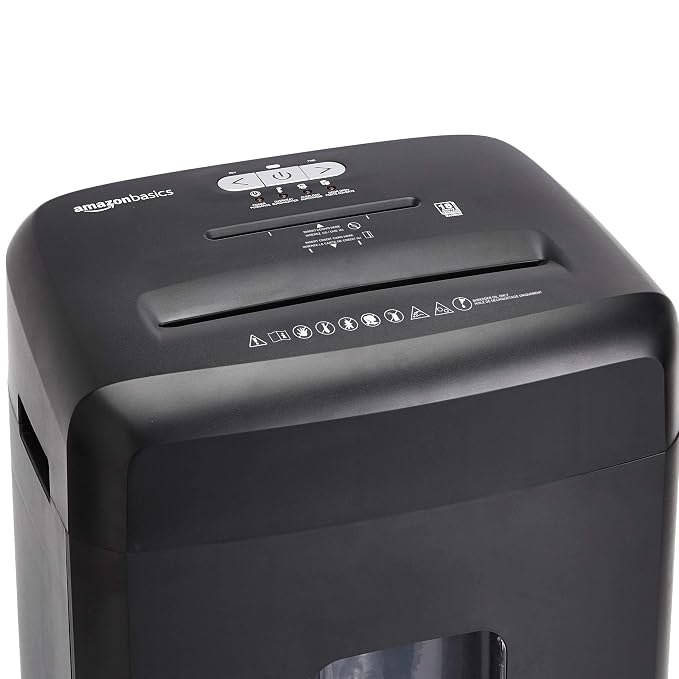 Amazon Basics 18 Sheet Cross Cut Paper, CD, and Credit Card Shredder with 6 Gallon Bin, 30 Minutes Continuous Run Time, Black