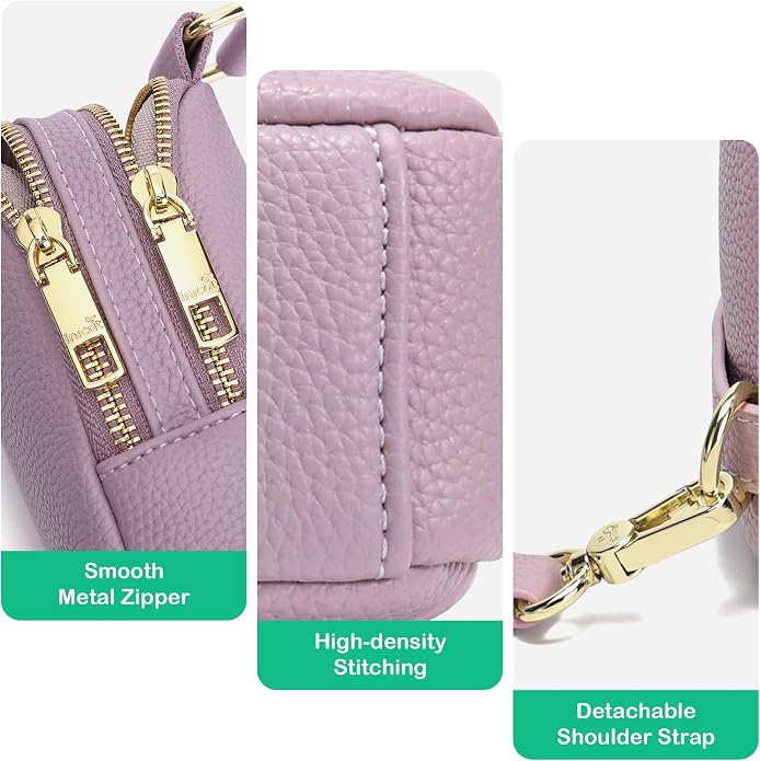 Anti Theft Crossbody Bag for Women, Small RFID Blocking Sling Purse with Zipper Lock for Travel, Vegan Leather