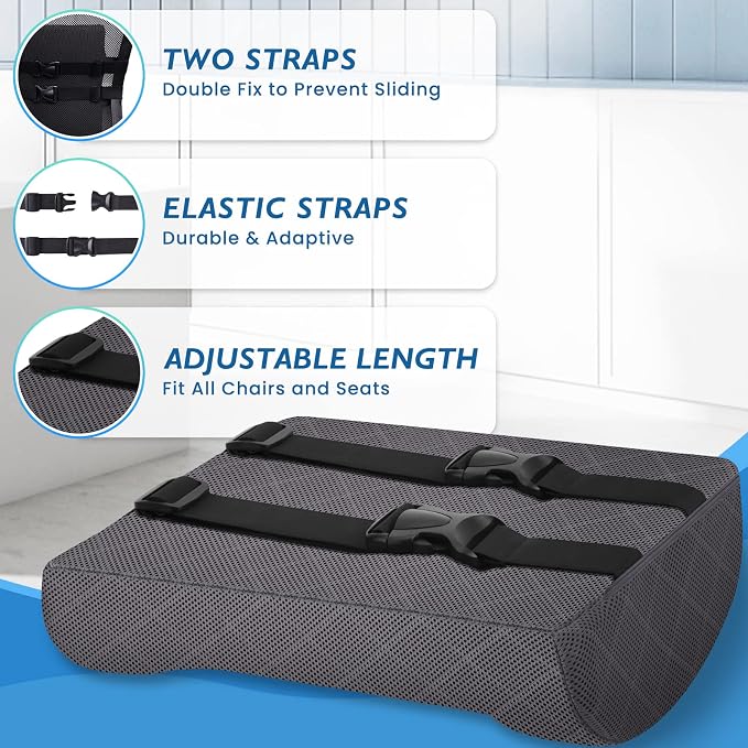 Lumbar Support Pillow for Office Chair, Back Support, Memory Foam, Grey | Improve Sitting Posture & Back Pain Relief. Lumbar Pillow Fits Office, Gaming & Car Chairs with Adjustable Dual Straps