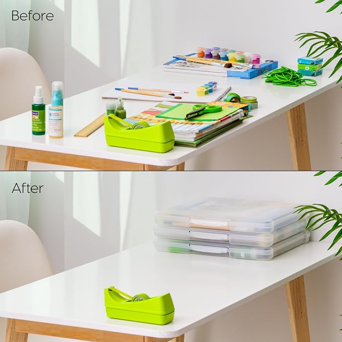 IRIS USA Scrapbook Case |Made in USA| Fits 12"x12" - Thin (10-Pack) - Clear | Portable Plastic Storage Organizers with Built-In Handles for Paper, Art, Board Games, Crafts, Files & Office Supplies