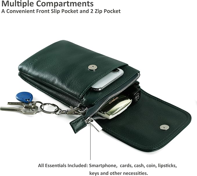 befen Genuine Leather Small Crossbody Bags for Women Cell Phone Travel Bag | Soft Real Leather, Adjustable Shoulder Strap, Card Slots, Compact Size, Daily Travel Shopping Outing Use, Phone Purse