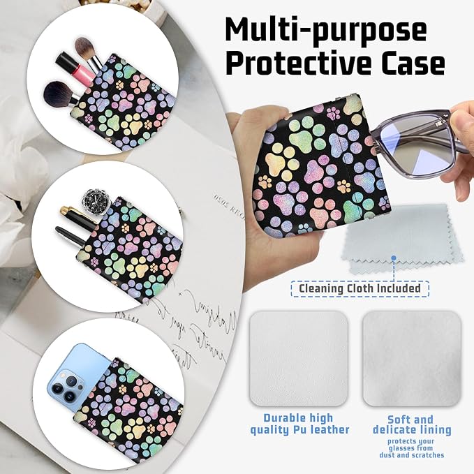 Soft Sunglasses Eyeglass Glasses Case,7x3.5inch Portable PU Leather Squeeze Top Holder Bag Pouch for Women Men