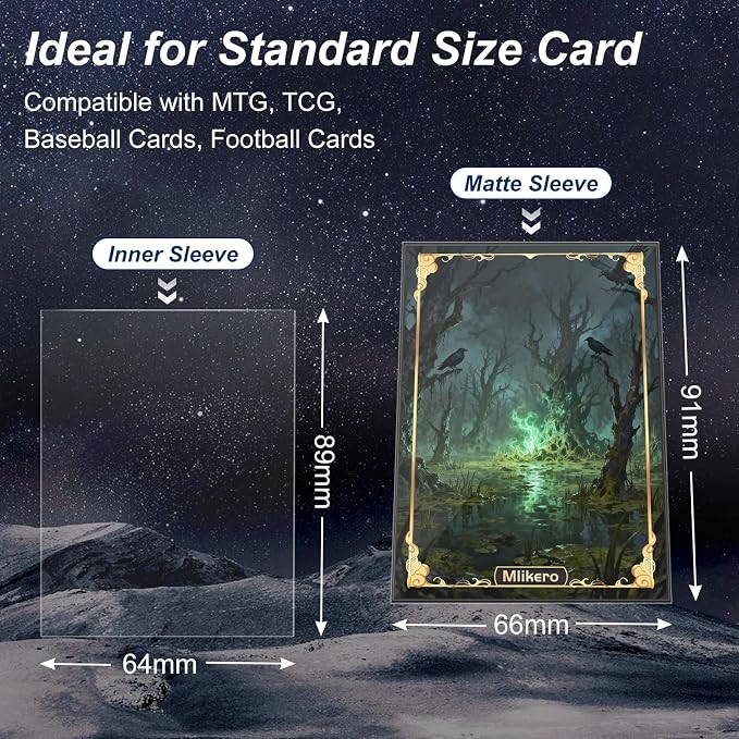 1000 Pack Card Sleeves, 500 Matte Trading Card Sleeve and 500 Inner Sleeves Ideal for Double-Sleeving, Fit for MTG, TCG and Game Cards (5 Colors)