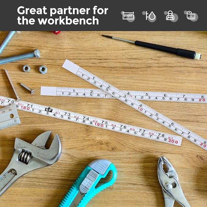 6 Pcs 78 Inch Self Adhesive Measuring Tape Double Scale Measuring Ruler Stick Tape for Work Woodworking Workbench Saw Drafting Table