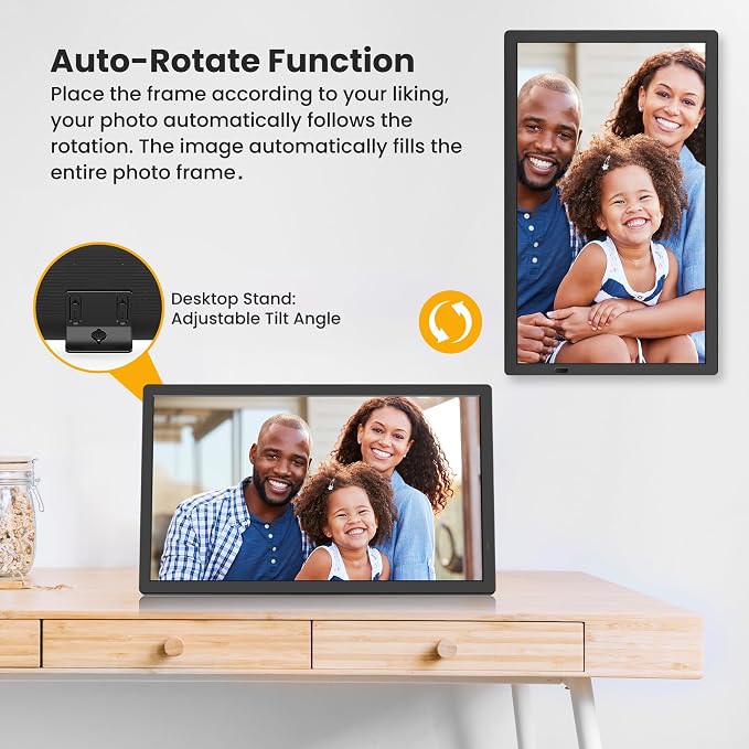 FANGOR 21.5" Large Digital Picture Frame 64GB, WiFi Photo Frame 1920x1080 FHD IPS Display with Remote Control, Auto-Rotate, Wall Mounted, Share Photos/Videos Via Uhale App/USB/SD (No Touch Screen)