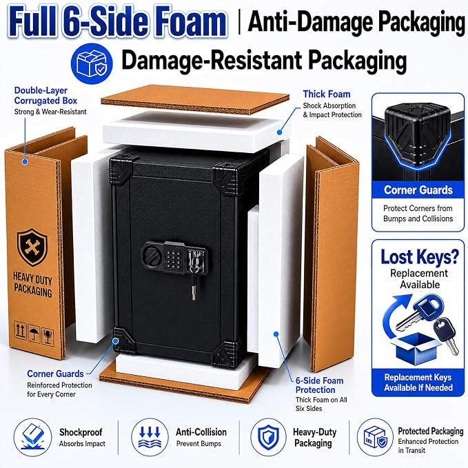 6.5 Cuft Large Safe Fireproof Waterproof | 1700°F Fire Protection for 𝟑𝟓 𝐌𝐢𝐧𝐬, Security Safe Box with Combination Lock, Anti-theft Alarm and Removable Shelf, Home Safes Water and Fireproof