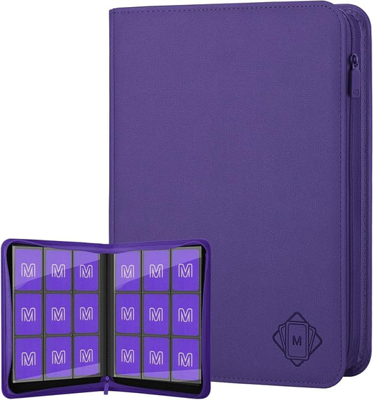 Trading Card Binder with 9 Side Loading Pocket Card Album Hold Up to 540 Cards PU Card Collection Binder, Collectible Albums Card Folder for MTG, TCG, Sports Cards（9-Purple）