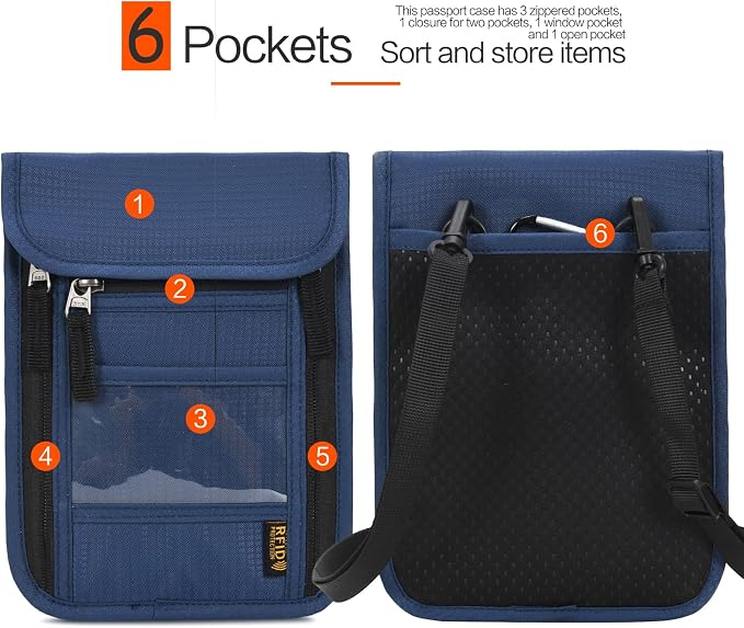 Neck Wallet Lightweight RFID Blocking Waterproof Travel Pouch Passport Wallets for Women Men
