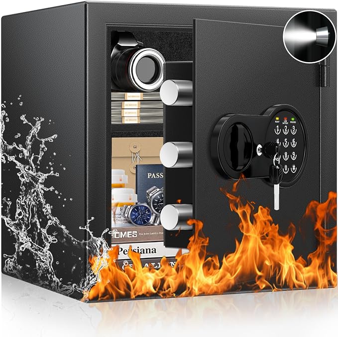 2.0 Cuft Fireproof Safe Box for Home,Digital Keypad,35-Min Fire Protection | 35-Min Fire Protection at 1700°F, Removable Shelf, Smart Alarm & Anti-Pry Security, External Emergency Power, Silent Mode