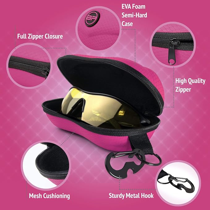 BLUPOND Sunglasses Case Semi Hard EVA Shell with Metal Hanging Hook Belt Clip Sun Glasses Storage