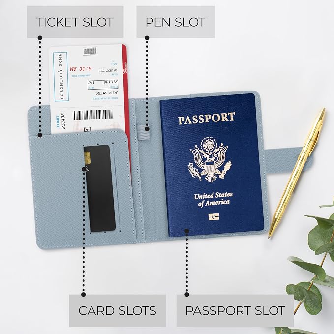 Beautiful Passport Holder for Travel – Cute Cover with Pen Holder to Keep Your Travel Documents Organized & Safe – Quality Passport Wallet for Women & Men and Great for Gifting