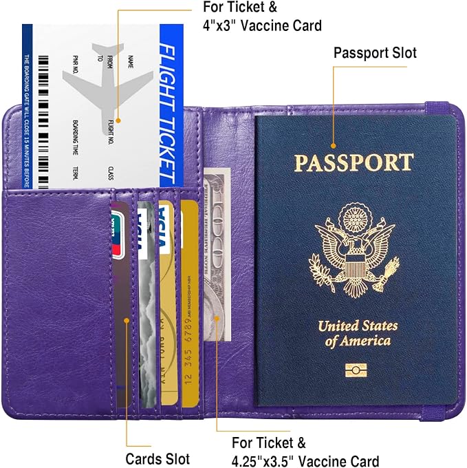 Premium Passport Holder for Travel RFID Blocking Passport Cover Slim | Passport Cover for Women Men Leather US Passport Wallet Case for Travel Passport Book Cover Travel Document Organizer Carrier