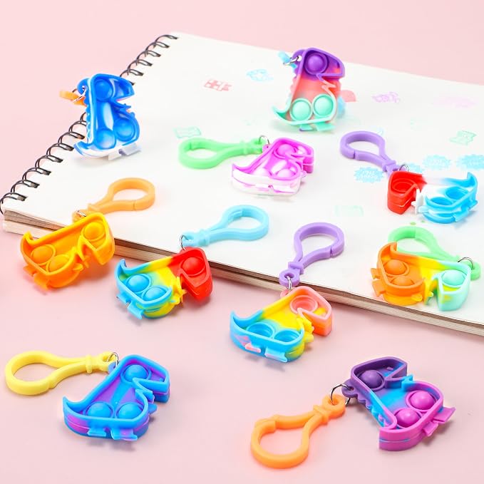 JOYIN Dinosaour Pop Fidget Keychain 30 Pack Pop Fidget Toys Bulk Party Favors for Kids, Goodie Bags Stuffers End of Year Back to Student Gifts Classroom Prizes Birthday Sensory Toys
