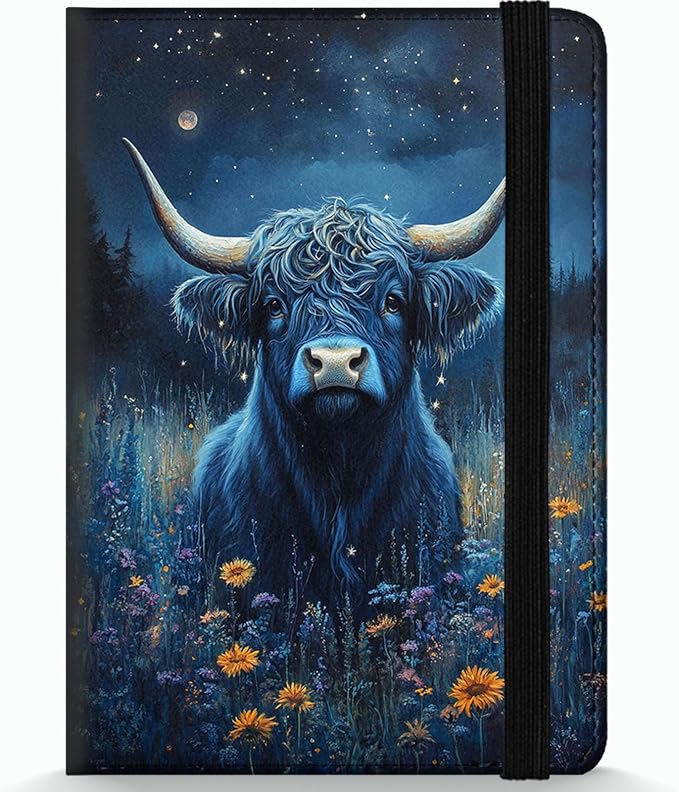 Passport Holder Wallet Cover Case,RFID Blocking Passport Cover,Large Capacity Travel Wallet with Multi Card Slots (Cute Highland Cow)