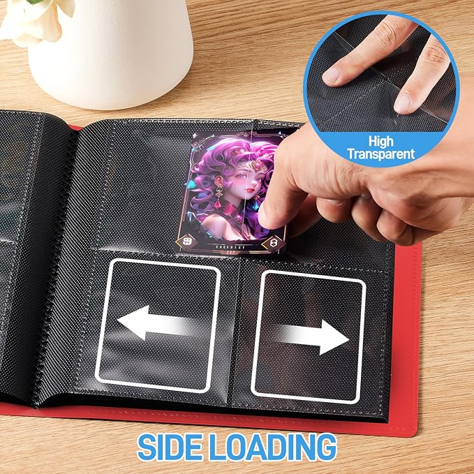 Card Binder, Upgraded 4 Pockets Trading Card Binder for Cards, Mini Collection Card Album, 160 Pockets Small Card Book Holder - Red
