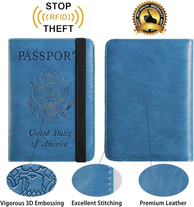 Passport Holder With Luggage Tag, Travel Essentials, Passport Cover | Passport Wallet, Travel Accessories, RFID Blocking, Synthetic Leather Card Case, International Must Haves, For Women Men