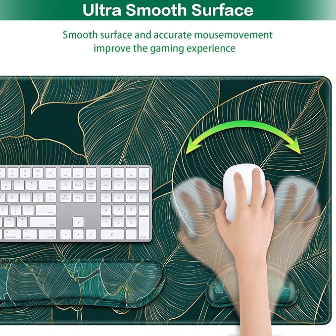 Desk Mat, Large Gaming Mouse Pad with Wrist Rest, 4 in1 | XXL Mousepad Keyboard Wrist Rest Mouse Pad Wrist Support Cup Coaster Set Ergonomic for Computer Desk Decor Office Women