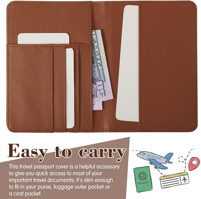2 Pcs Passport Cover Holder for Travel Waterproof Leather Passport Wallet Case Book Travel Cruise Essentials for Women Men | 2 Pieces