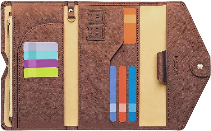 Passport Holder Travel Wallet Organizer for Women,Seal Brown | RFID secure, 6 card slots, 23 sim pockets, passport holder with zip-around wallet, slim fit for women travelers.