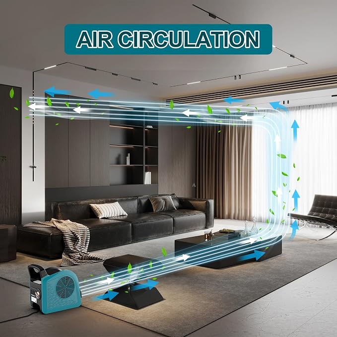 High Velocity Floor Drying Fan for Cooling, 355 CFM Air Mover Blower Fan for Job Site and Home, 3 Speeds Portable Industrial Fans for Garage, Shop, Patios, Attic, Blue
