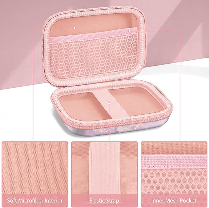 FINTIE Label Maker Case Compatible with Phomemo D30 D35, NELKO P21, SUPVAN E10, NIIMBOT D11 D110, JADENS D110, ORGSTA S001 - Portable Shockproof Hard Shell Label Printer Carrying Cover, Dreamy Marble