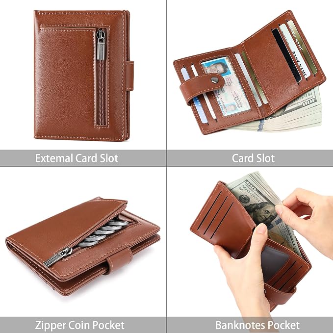 Wallet for Men Leather RFID Blocking Bifold Credit Card Holder with ID Window