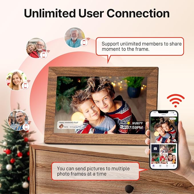 Uhale 2 Pack Digital Photo Frame 16GB Storage 10.1 Inch WiFi Electronic Picture Frame Desktop IPS Touch Screen HD Display SD Card Slot Auto-Rotate Slideshow Share Videos Photos Send Wishes Remotely