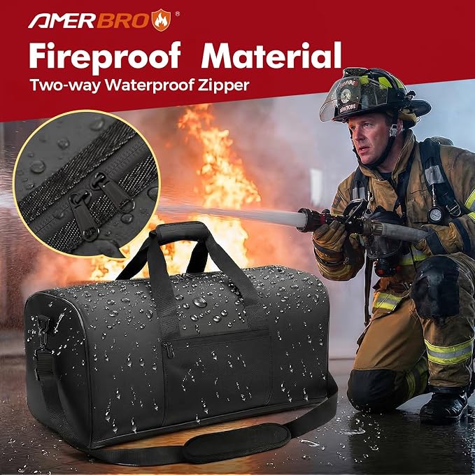 Large Waterproof Fireproof Document Bag, 24x12x12 in, Black | Portable 5200℉ fireproof document box with multi-pocket & adjustable shoulder strap, document organizer for cash, valuables