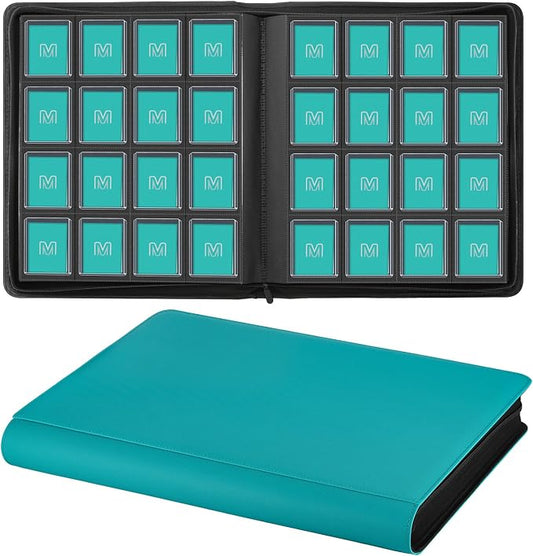 16 Pocket Toploader Binder,Holds 640 Top Loaders,Top Loader Binder for 3" x 4"Rigid Cards,Sleeves Card Collection Binder,20 Double Sided Pages,Compatible with Trading & Sports Holder (16Cyan)