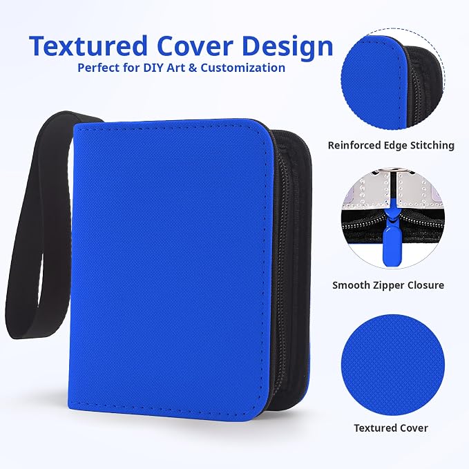 1 Pocket Card Binder with Zipper, 100 Pockets Mini Trading Card Album, Premium PU Leather Single Card Binder, Small Display Folder for TCG & Sports Cards