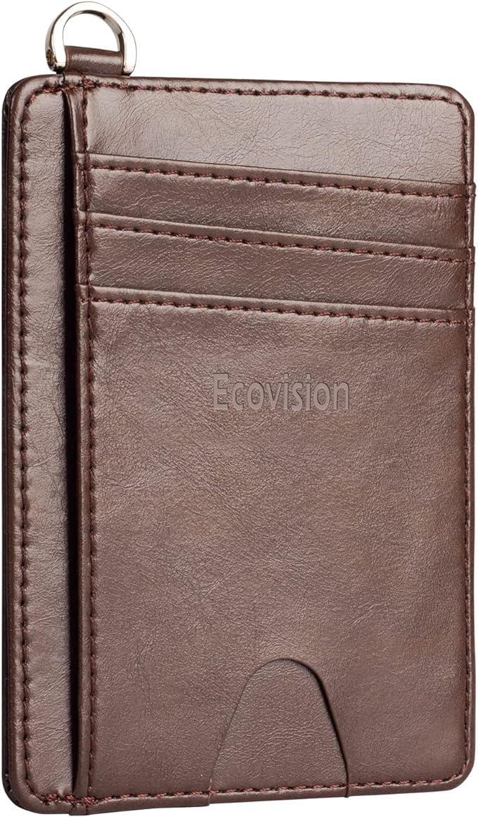 Slim Minimalist Front Pocket Wallet, RFID Blocking Credit Card Holder Wallet with Detachable D-Shackle for Men Women