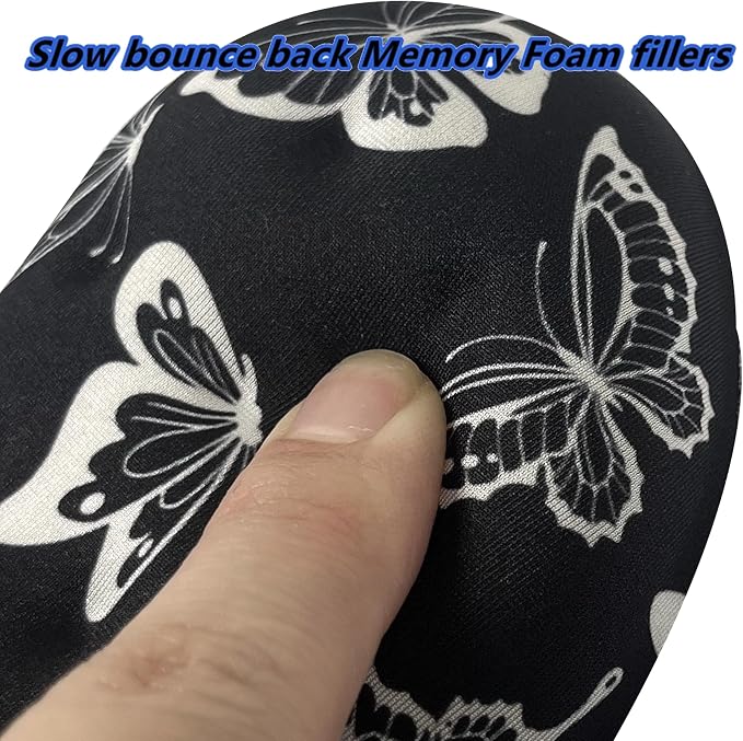BRILA Ergonomic Memory Foam Mouse Wrist Rest Support Pad Cushion for Computer, Laptop, Office Work, PC Gaming - Massage Holes Design - Wrist Pain Relief (Butterflies Mouse Wrist Rest)