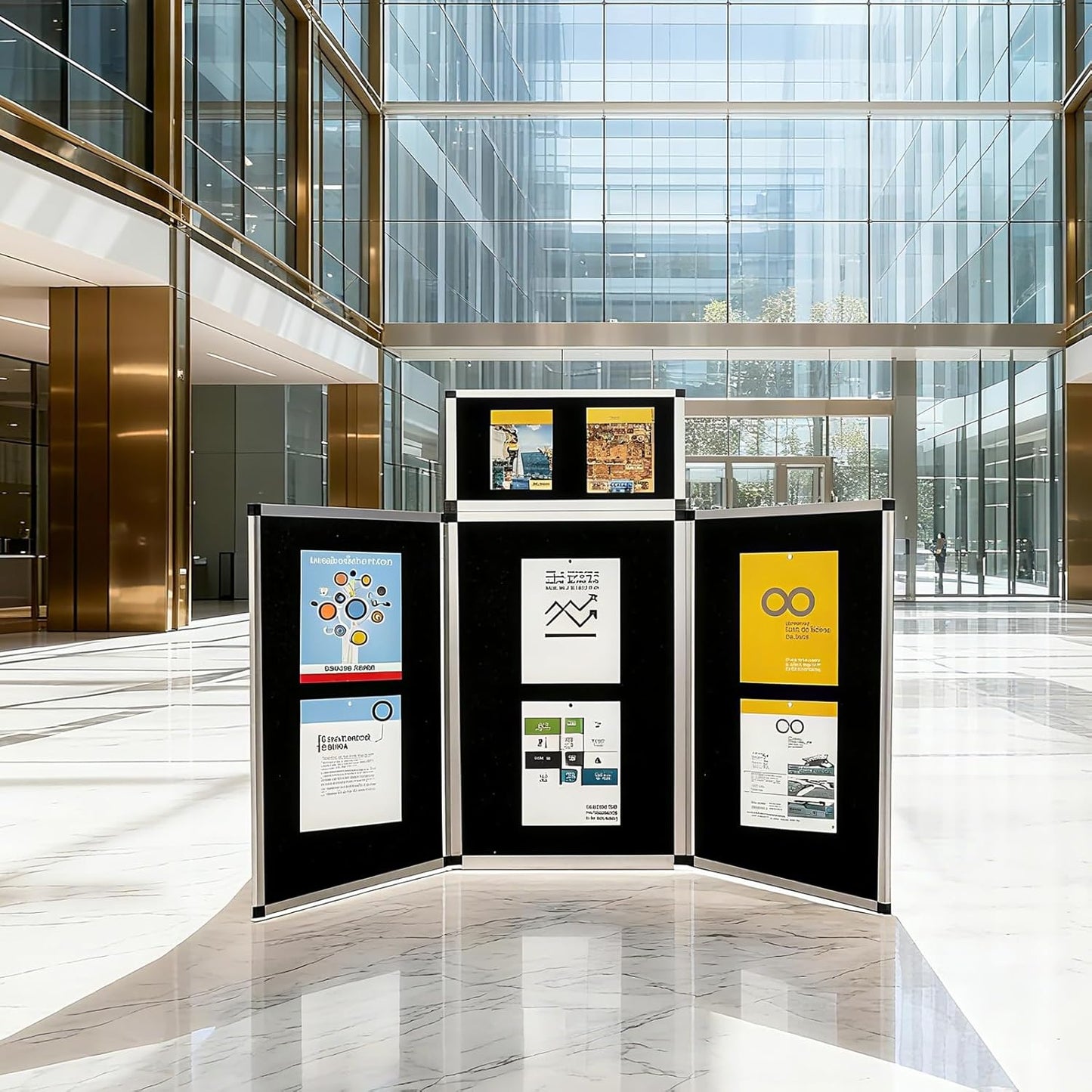 3+1 Panel Trade Show Presentation Board, 70.8“ x 35.4” Trade Show Presentation Board, Large Folding Desktop Display Board for Trade Shows, Conference Displays, Various Event Displays