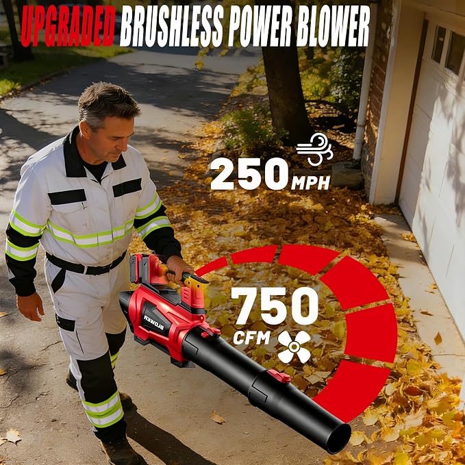 Cordless Leaf Blower Compatible with Milwaukee M18 Battery(No Battery) - 250MPH| 750CFM | 6 Speed Brushless Turbo Powerful Electric Leaf Blowers for Lawn Care, Patio, Blowing Leaves