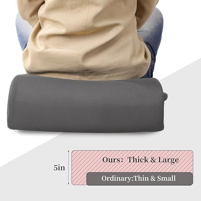 MABOZOO Extra Thick Chair Cushions,Office Chair Booster Seat Cushion to Raise Seat Height for Pain Relief,18 x 16 x 6 inch Non Slip Memory Foam Thick Cushion with Carry Handle（Dark Grey）