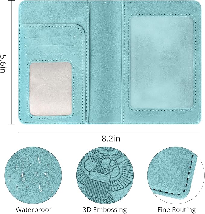 Passport Holder for Travel Essentials,RFID Blocking Passport Cover Wallet Card Case for Women and Men (Light Green)